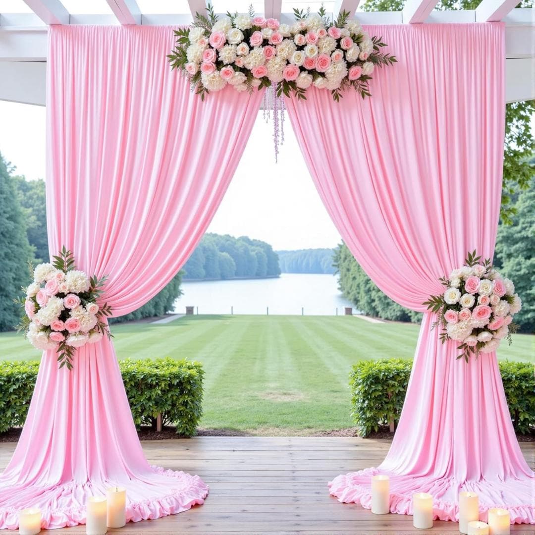 10Ftx10Ft - PINK - Wrinkle Free Backdrop Curtains for Parties  - 2 Panels 5x10ft Interlock Backdrop for Weddings Birthday Party Curtains