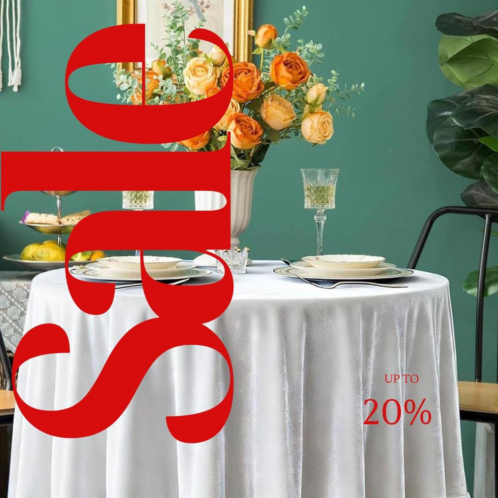 Round Luxurious Stretch Velvet Tablecloth - WHITE - Washable Table Cover for Party Wedding Baby Shower Dinning Decoration. Choose size Below