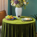 Round Luxurious Stretch Velvet Tablecloth - OLIVE - Washable Table Cover for Party Wedding Baby Shower Dinning Decoration. Choose size Below