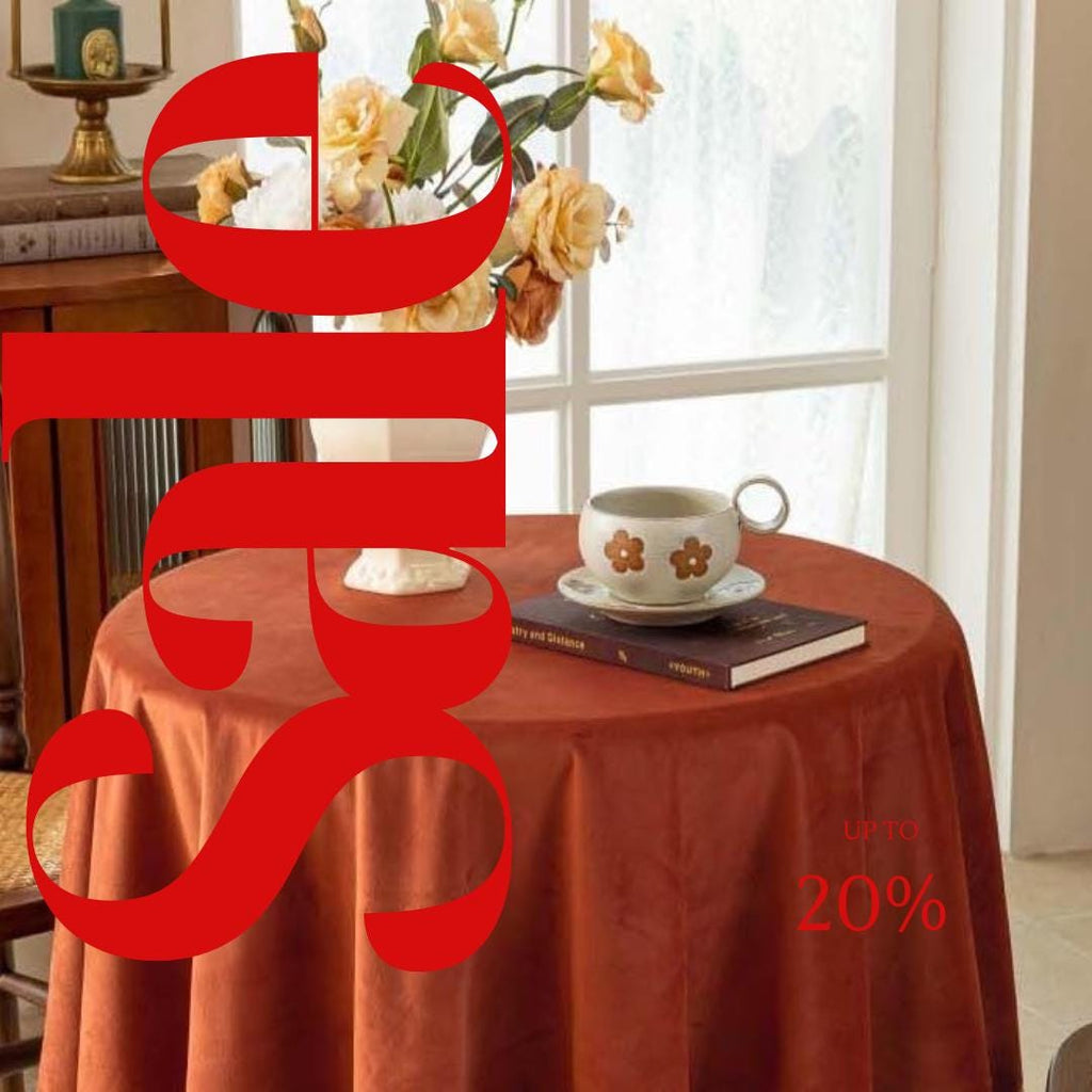 Round Luxurious Stretch Velvet Tablecloth - RUST - Washable Table Cover for Party Wedding Baby Shower Dinning Decoration. Choose size Below