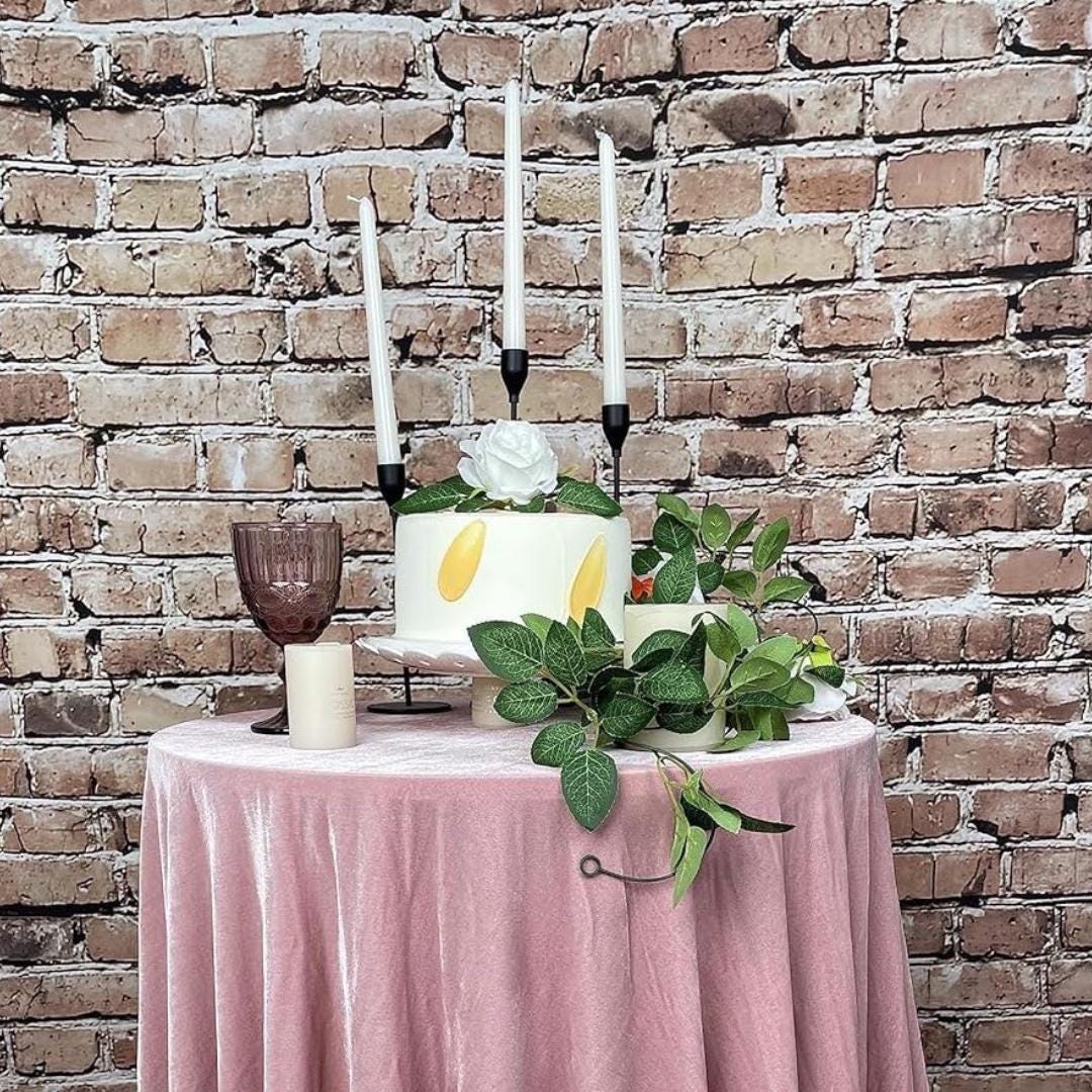 Round Luxurious Stretch Velvet Tablecloth - LT PINK - Washable Table Cover for Party Wedding Baby Shower Dinning Decoration. Choose size
