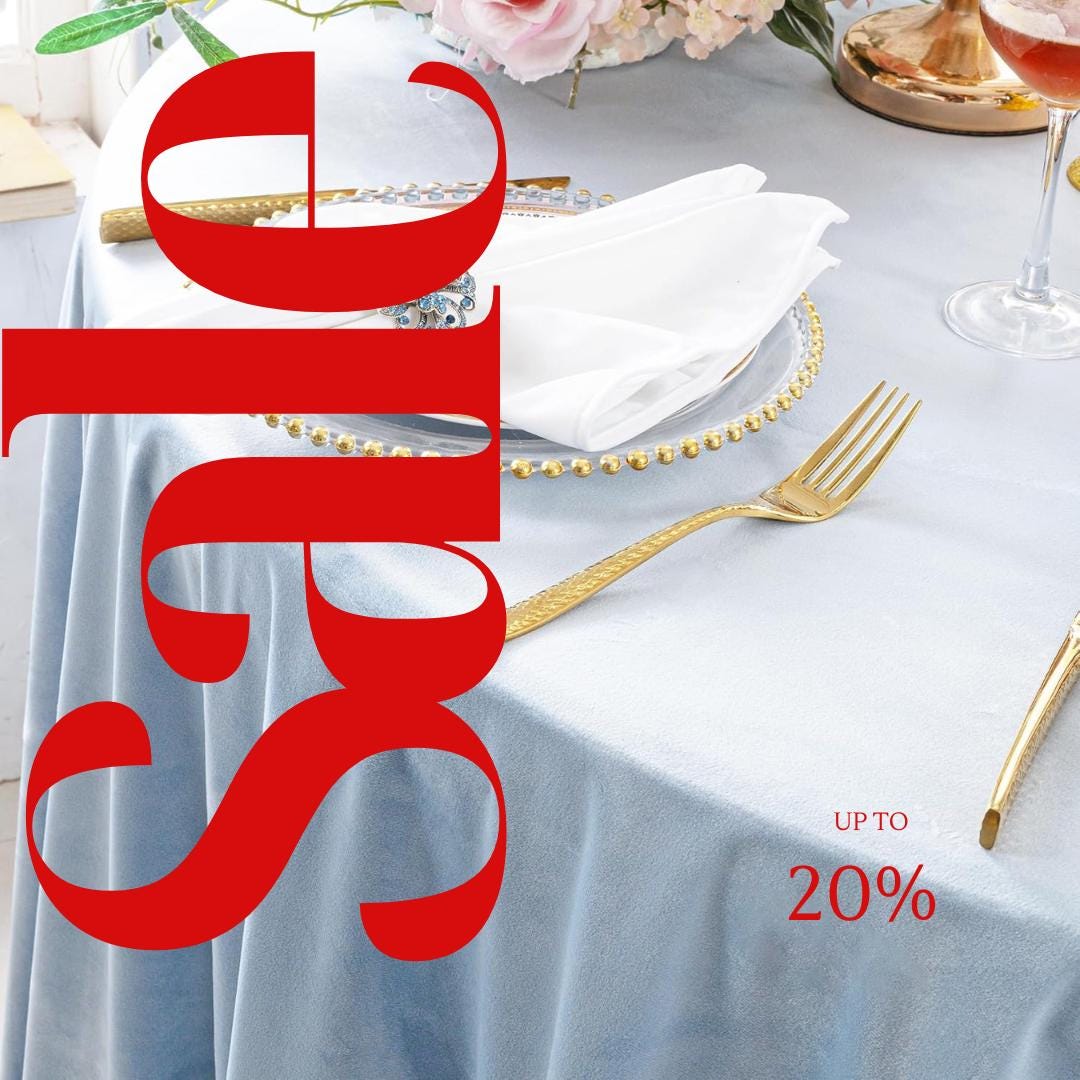 Round Luxurious Royal Velvet Tablecloth - LT BLUE - Washable Table Cover for Party Wedding Baby Shower Dinning Decoration. Choose size Below