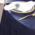 Round Luxurious Royal Velvet Tablecloth - NAVY - Washable Table Cover for Party Wedding Baby Shower Dinning Decoration. Choose size Below