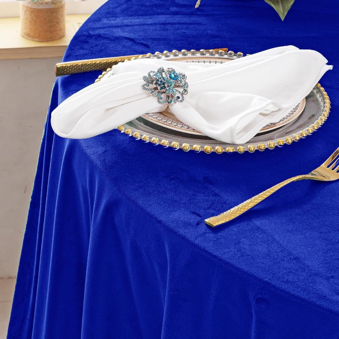 Round Luxurious Royal Velvet Tablecloth - ROYAL - Washable Table Cover for Party Wedding Baby Shower Dinning Decoration. Choose size Below
