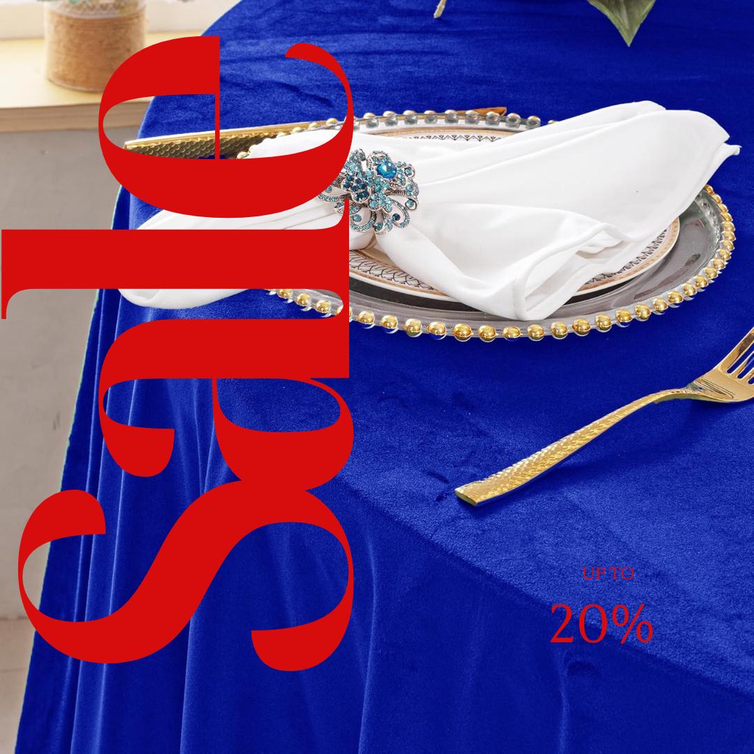 Round Luxurious Royal Velvet Tablecloth - ROYAL - Washable Table Cover for Party Wedding Baby Shower Dinning Decoration. Choose size Below