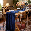 29" x 120" NAVY BLUE - Luxurious Royal Velvet Table Runner, 10ft Wedding Reception Decorations Soft Velvet Fabric & Wedding Runners