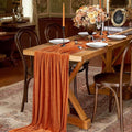 29" x 120" ORANGE - Luxurious Royal Velvet Table Runner, 10ft Wedding Reception Decorations Soft Velvet Fabric & Wedding Runners