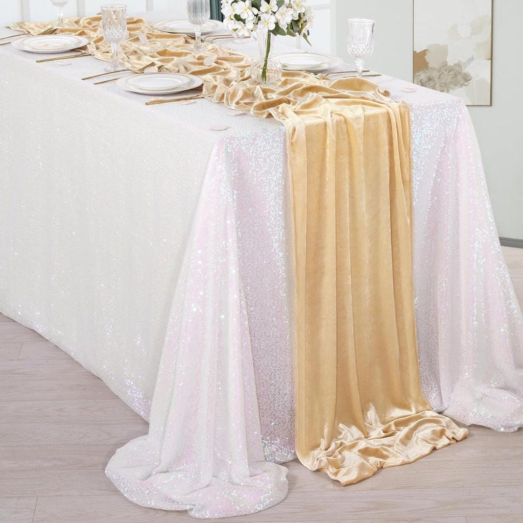 29" x 120" CREAM - Luxurious Royal Velvet Table Runner, 10ft Wedding Reception Decorations Soft Velvet Fabric & Wedding Runners