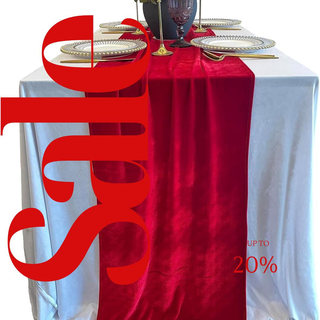 29" x 120" RED - Luxurious Royal Velvet Table Runner, 10ft Wedding Reception Decorations Soft Velvet Fabric & Wedding Runners