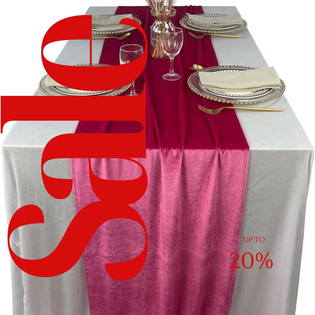 29" x 120" FUCHSIA - Luxurious Royal Velvet Table Runner, 10ft Wedding Reception Decorations Soft Velvet Fabric & Wedding Runners