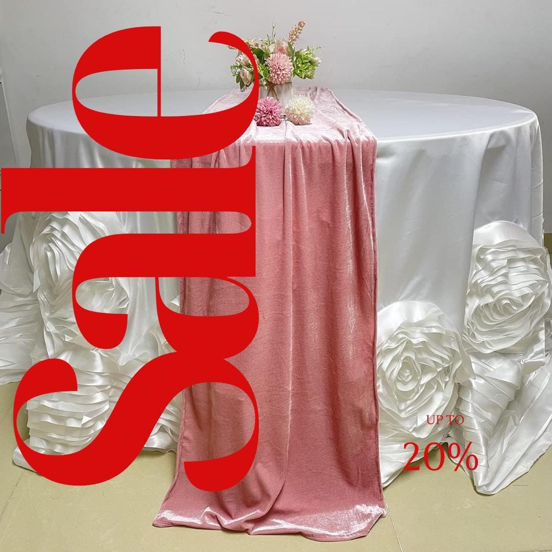 29" x 120" PINK - Luxurious Royal Velvet Table Runner, 10ft Wedding Reception Decorations Soft Velvet Fabric & Wedding Runners