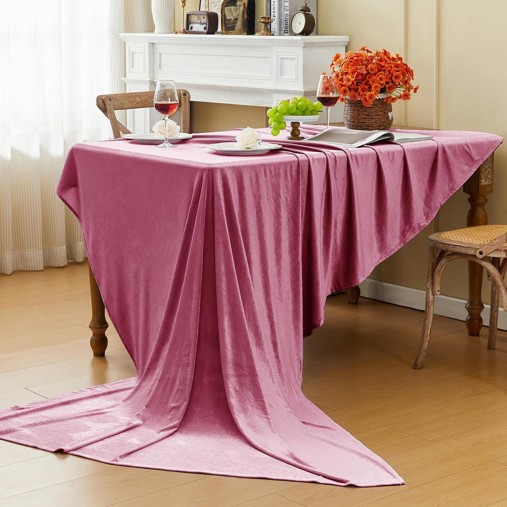 Rectangular Stretch Velvet Tablecloth - ROSE -  Luxurious Table Cover Beautiful for Weddings, Parties, Baby Showers and Events. Choose Size