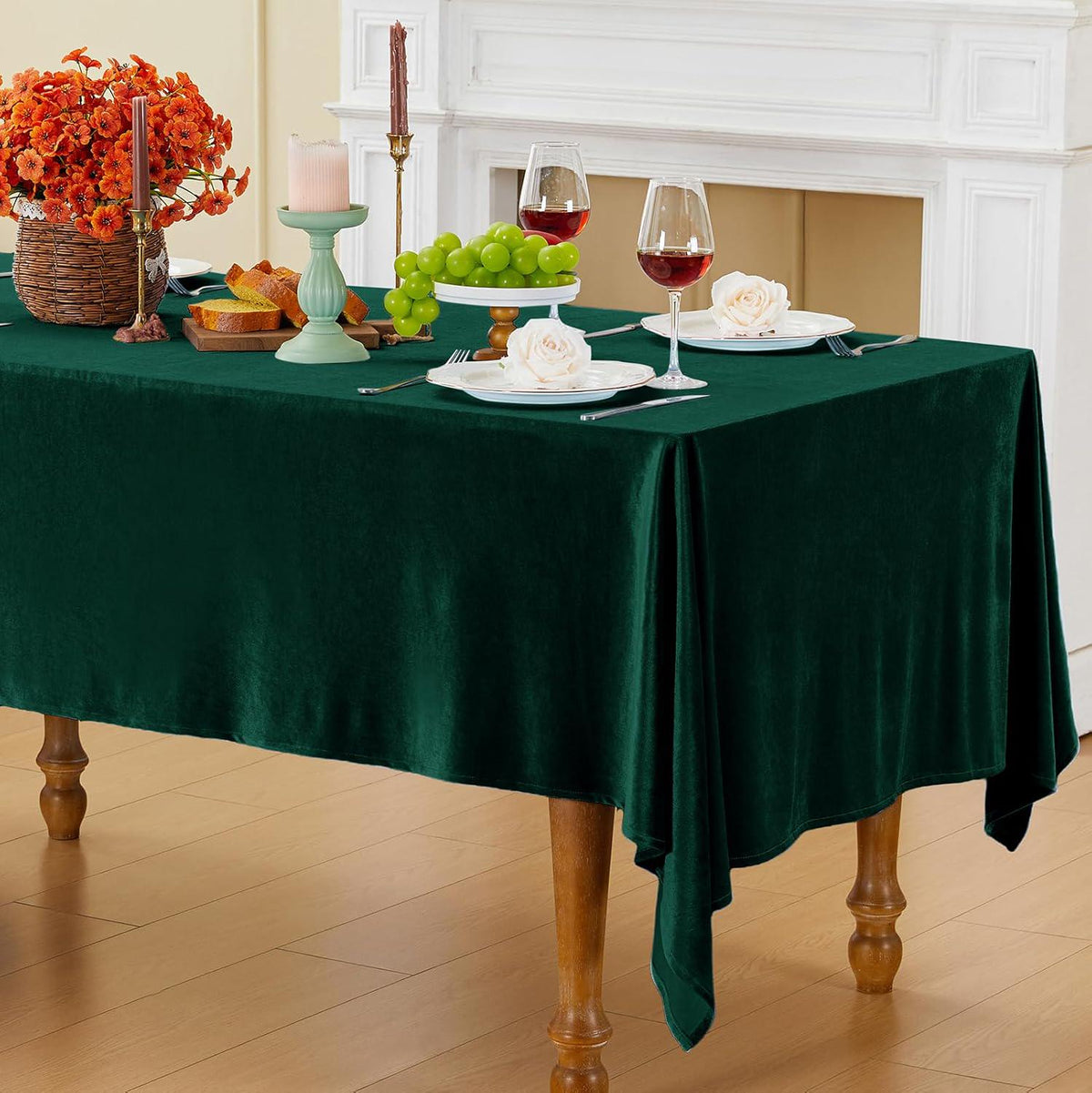 Rectangular Stretch Velvet Tablecloth - HUNTER - Luxurious Table Cover Beautiful for Weddings, Parties, Baby Showers and Events. Choose Size