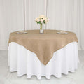 Rustic Burlap Tablecloth/Square Tablecloth Overlay 60" x 60" Natural Tone Square Tablecloth Cover
