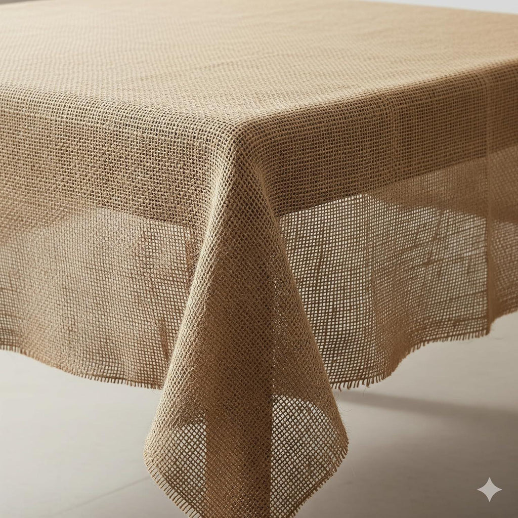 Rustic Burlap Tablecloth/Square Tablecloth Overlay 60" x 60" Natural Tone Square Tablecloth Cover