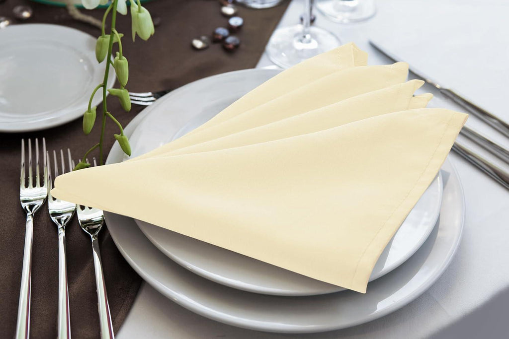 CREAM -Poly Poplin Napkin - 18" X 18" - Cloth Napkins, Washable Reusable Napkins,Wrinkle Resistance Napkins for Dinner, Wedding, Parties