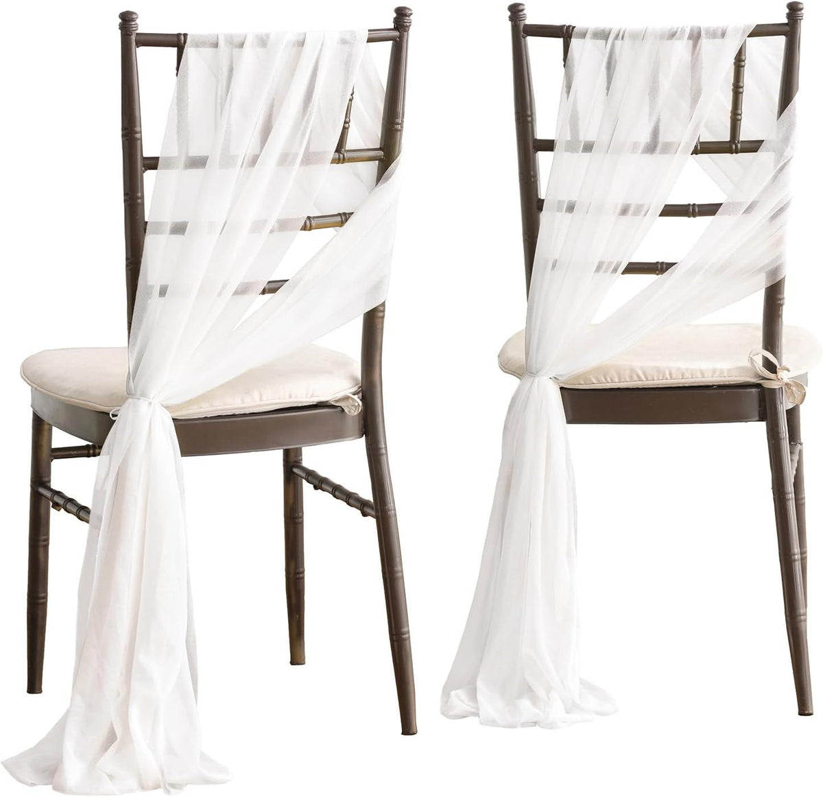 OFF WHITE - Chiffon Chair Sash Cover Aisle Decorations Draping Fabric for Party Ceremony Reception Floral Arrangement Banquet Outdoor Decor