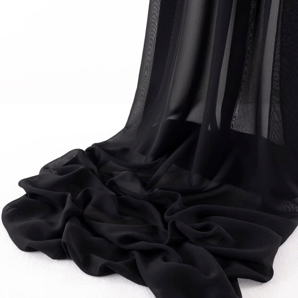 CHIFFON FABRIC -  BLACK -Polyester Soft Light Weight, Sheer, See Through Chiffon Fabric Sold By The Yard.