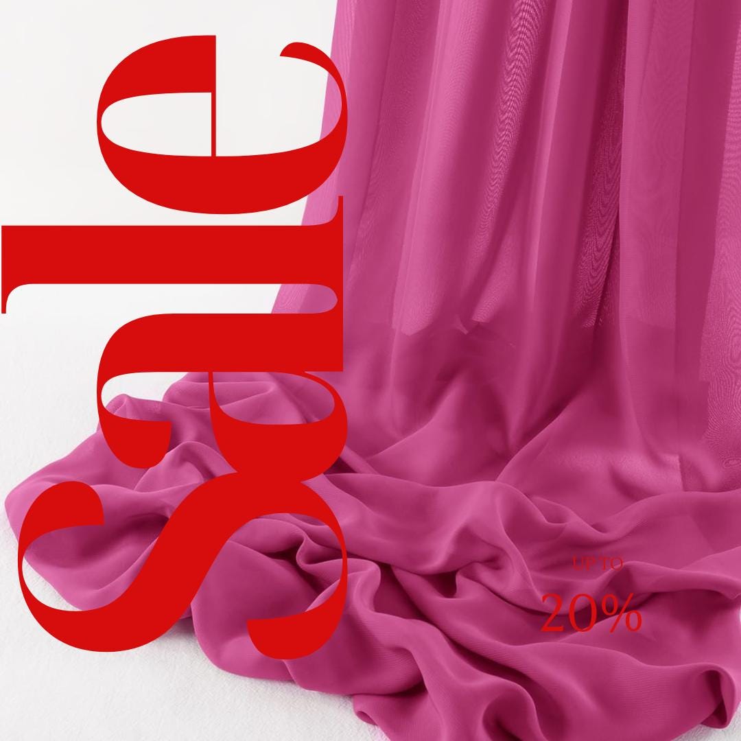 CHIFFON FABRIC -  FUCHSIA -Polyester Soft Light Weight, Sheer, See Through Chiffon Fabric Sold By The Yard.
