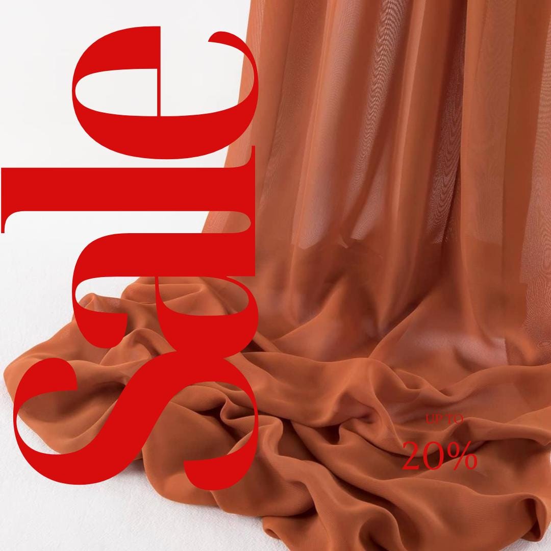 CHIFFON FABRIC - RUST -Polyester Soft Light Weight, Sheer, See Through Chiffon Fabric Sold By The Yard.