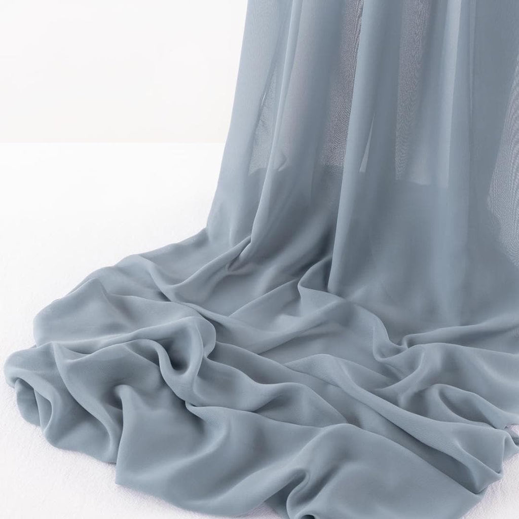 CHIFFON FABRIC - LTDUSTYBLUE -Polyester Soft Light Weight, Sheer, See Through Chiffon Fabric Sold By The Yard.