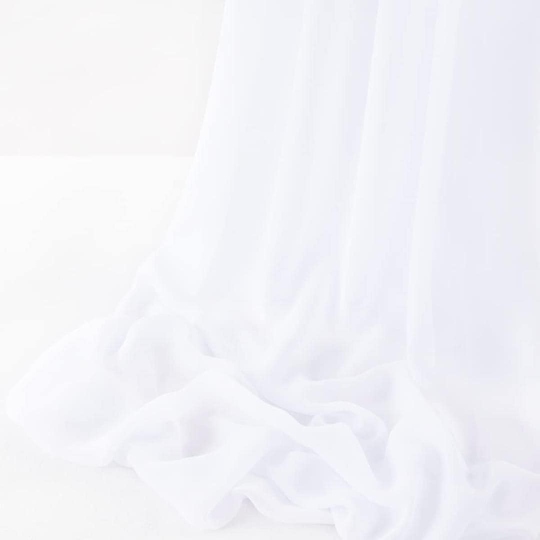 CHIFFON FABRIC - WHITE - Polyester Soft Light Weight, Sheer, See Through Chiffon Fabric Sold By The Yard.