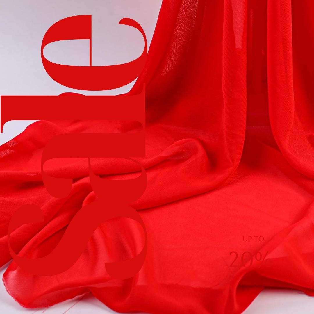 CHIFFON FABRIC - RED - Polyester Soft Light Weight, Sheer, See Through Chiffon Fabric Sold By The Yard.