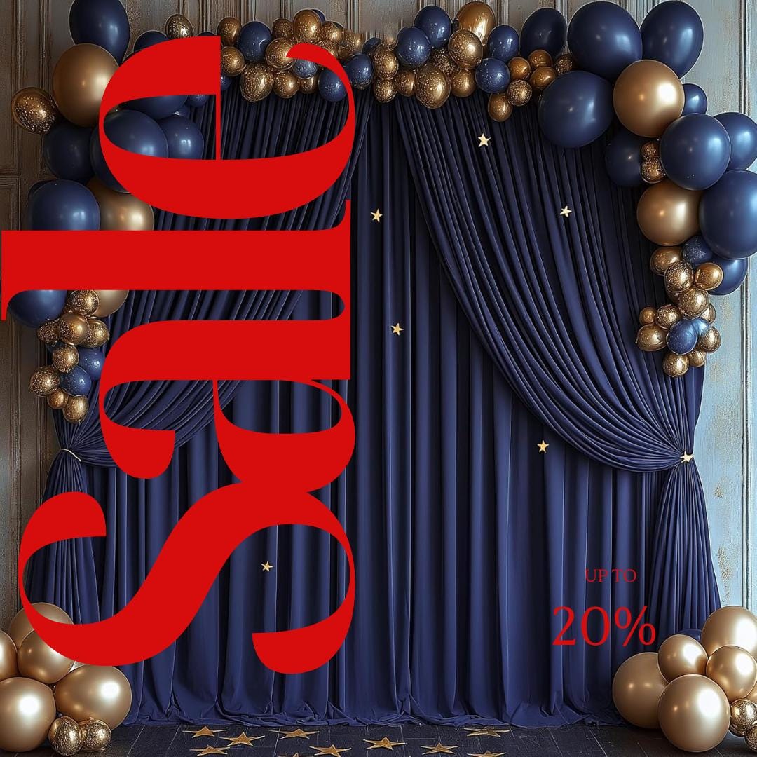 10Ftx10Ft - NAVY - Wrinkle Free Backdrop Curtains for Parties  - 2 Panels 5x10ft Interlock Backdrop for Weddings Birthday Party Curtains