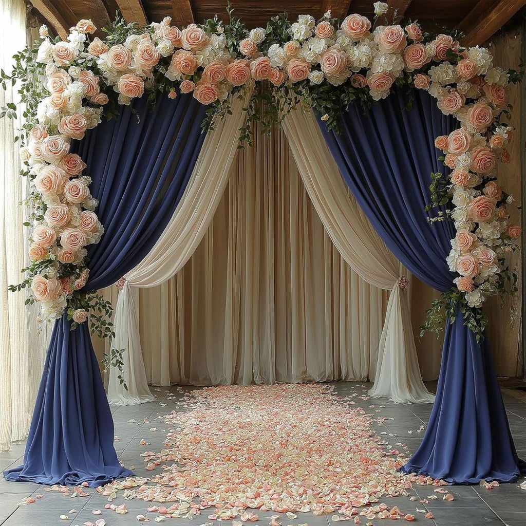 10Ftx10Ft - NAVY - Wrinkle Free Backdrop Curtains for Parties  - 2 Panels 5x10ft Interlock Backdrop for Weddings Birthday Party Curtains