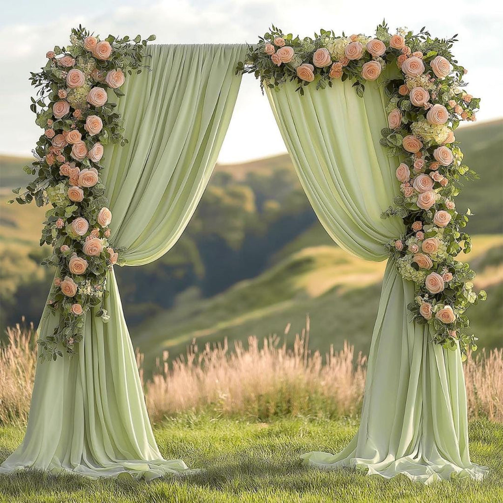 10Ftx10Ft - SAGE - Wrinkle Free Backdrop Curtains for Parties  - 2 Panels 5x10ft Interlock Backdrop for Weddings Birthday Party Curtains