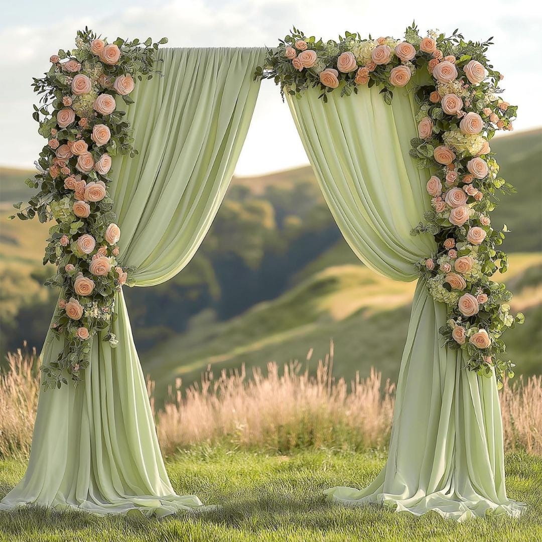 10Ftx10Ft - SAGE - Wrinkle Free Backdrop Curtains for Parties  - 2 Panels 5x10ft Interlock Backdrop for Weddings Birthday Party Curtains