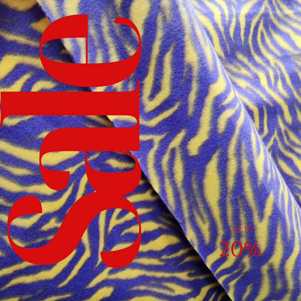 YELLOW/PURPLE - Zebra Print - Anti Pill Theme Fleece Fabric, 60” Inches Wide – Sold By The Yard