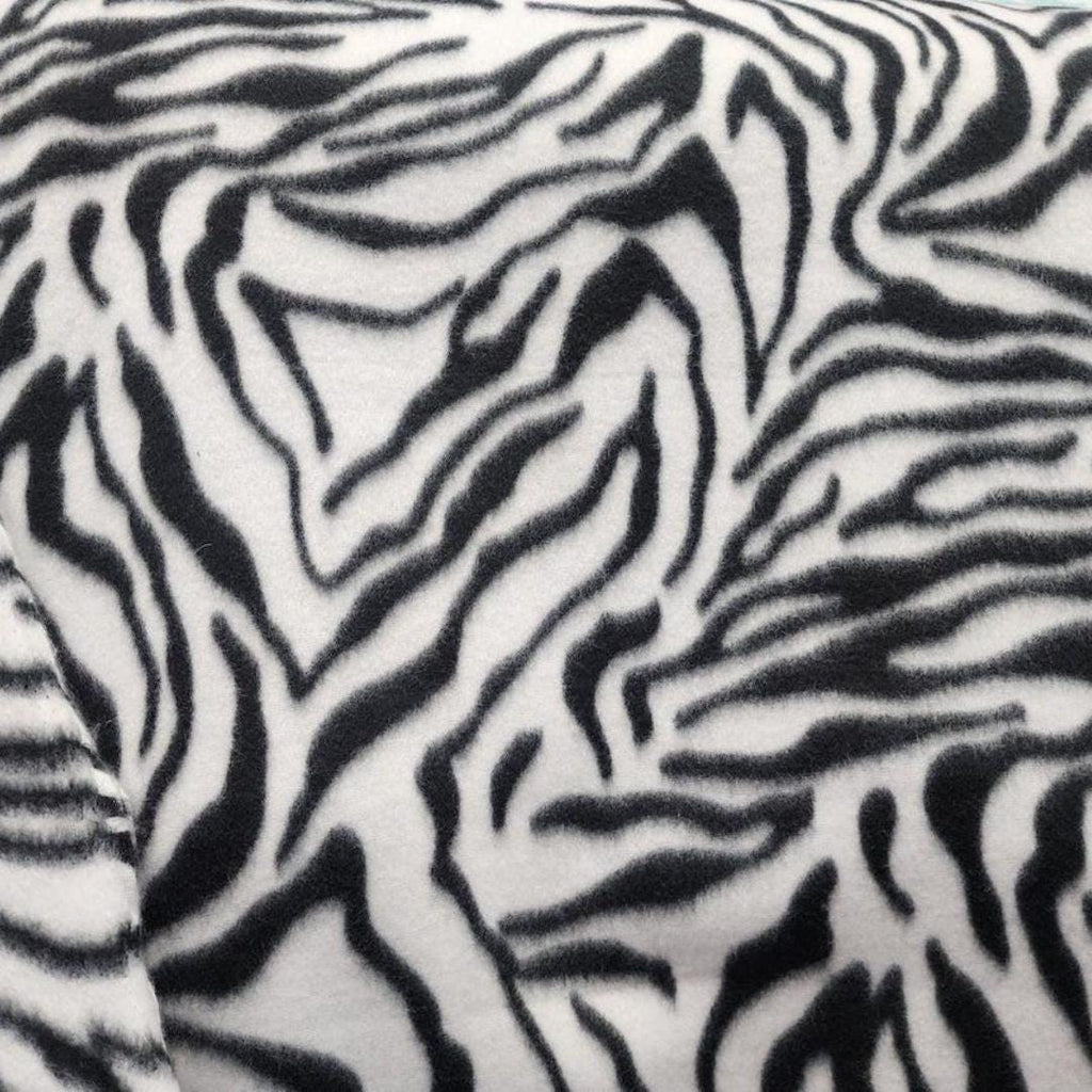 BLACK/WHITE - Zebra Print - Anti Pill Theme Fleece Fabric, 60” Inches Wide – Sold By The Yard