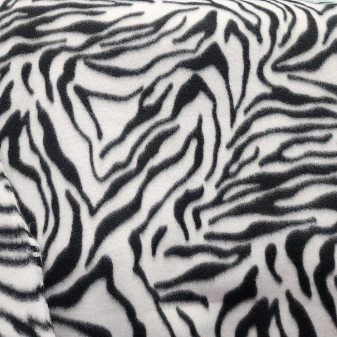BLACK/WHITE - Zebra Print - Anti Pill Theme Fleece Fabric, 60” Inches Wide – Sold By The Yard