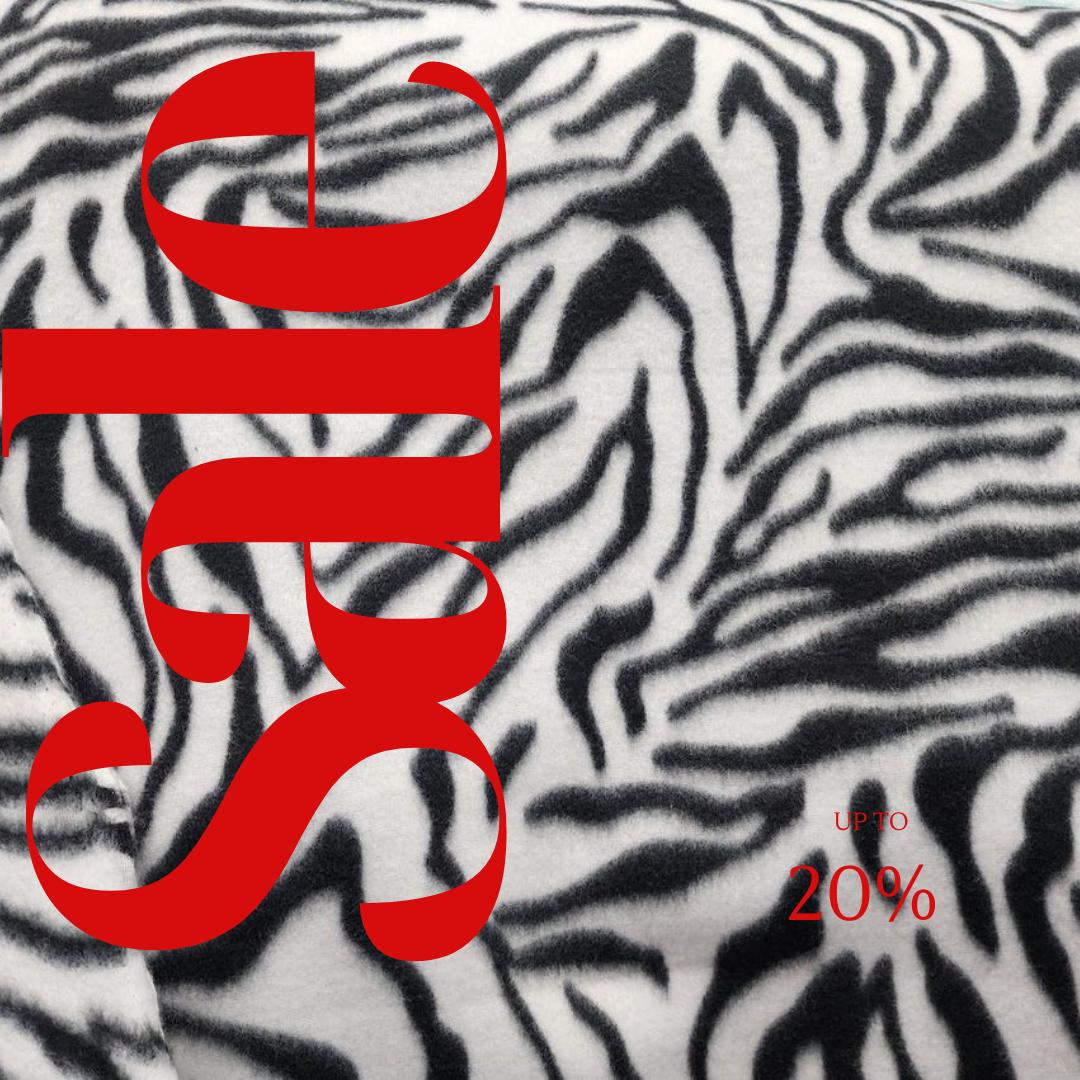 BLACK/WHITE - Zebra Print - Anti Pill Theme Fleece Fabric, 60” Inches Wide – Sold By The Yard
