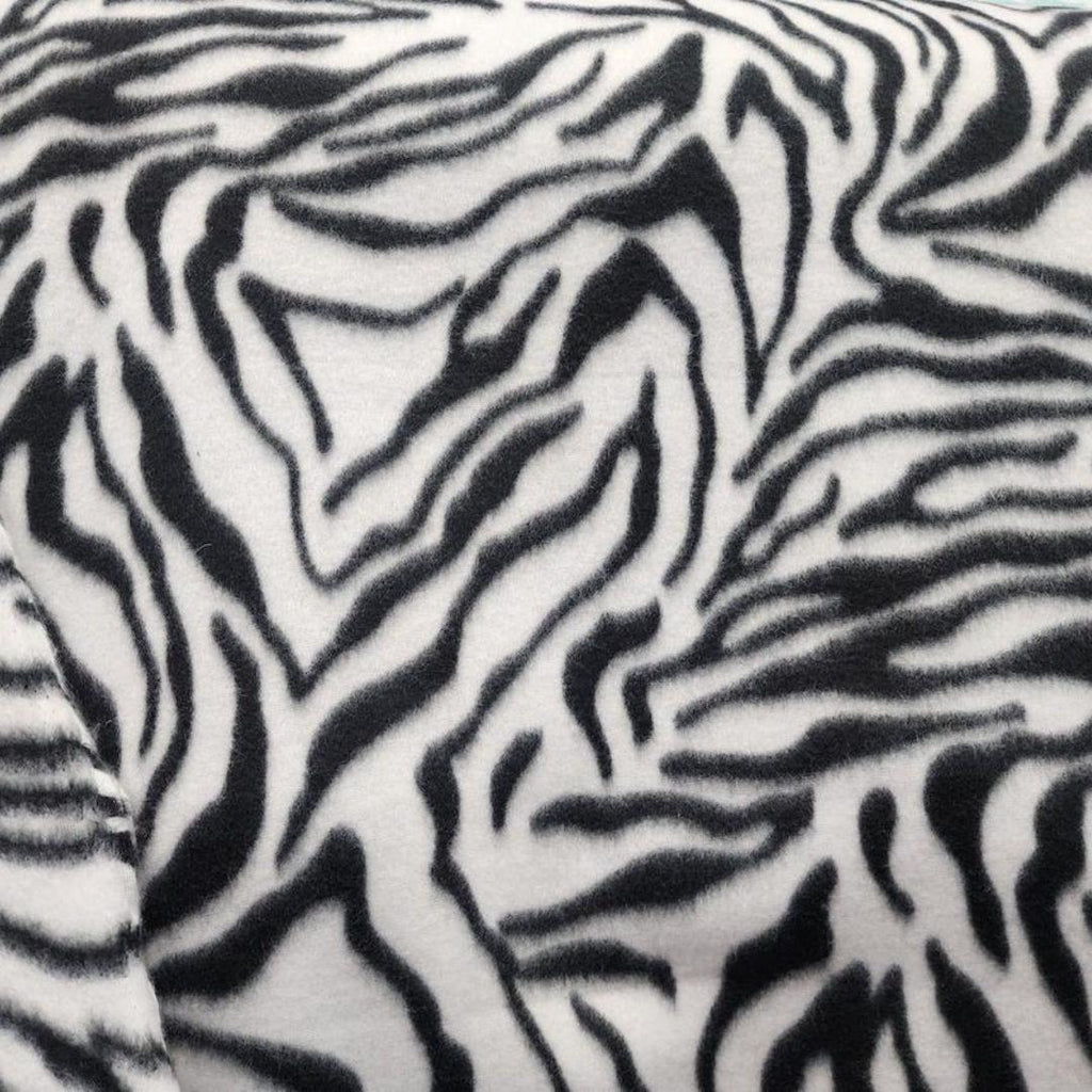 BLACK/WHITE - Zebra Print - Anti Pill Theme Fleece Fabric, 60” Inches Wide – Sold By The Yard