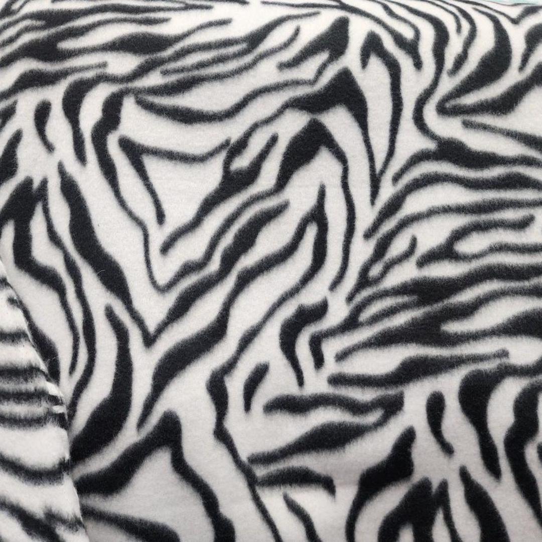 BLACK/WHITE - Zebra Print - Anti Pill Theme Fleece Fabric, 60” Inches Wide – Sold By The Yard