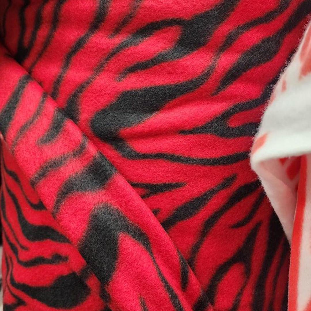 RED/BLACK - Zebra Print - Anti Pill Theme Fleece Fabric, 60” Inches Wide – Sold By The Yard