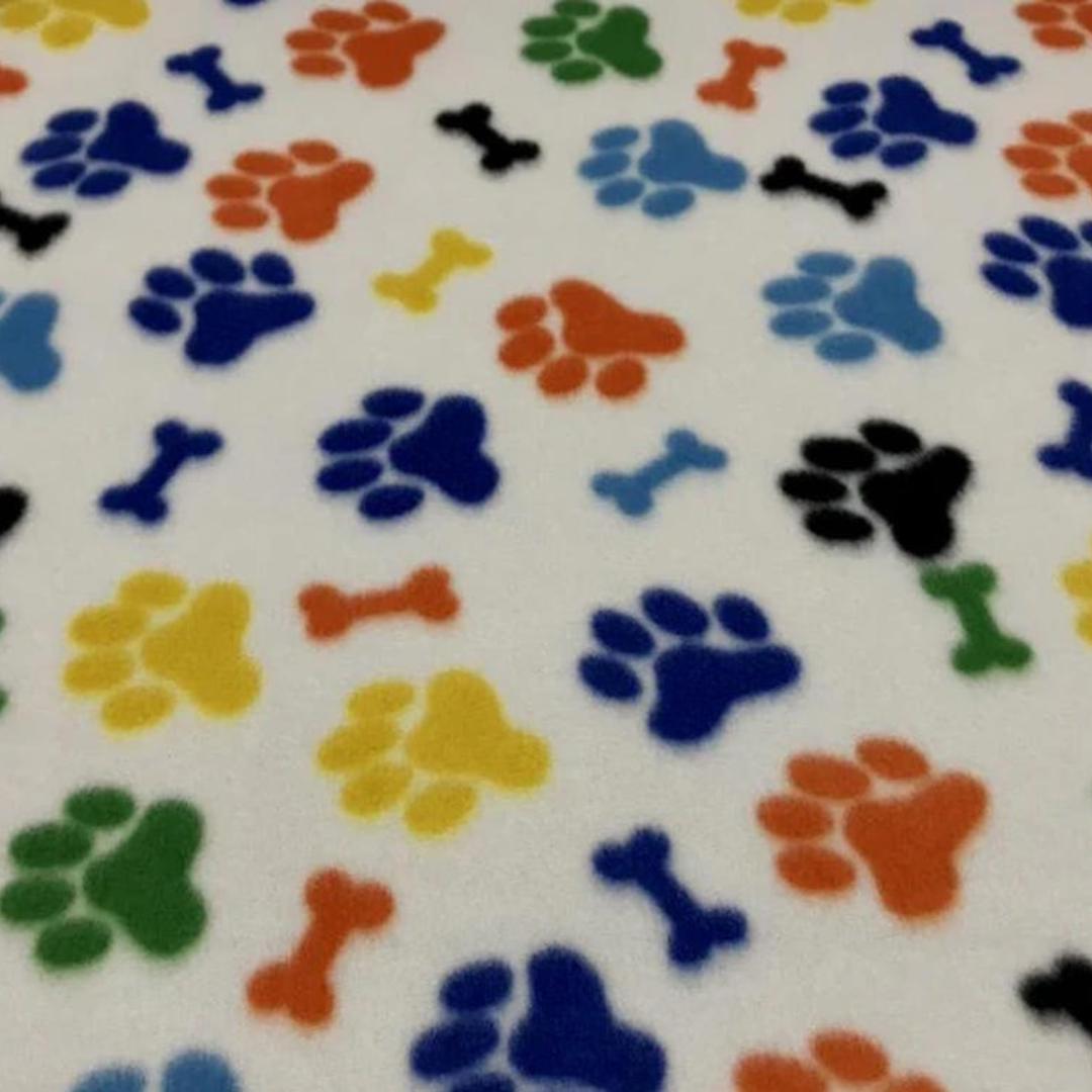 Paws Bones Rainbow Print - Anti Pill Theme Fleece Fabric, 60” Inches Wide – Sold By The Yard
