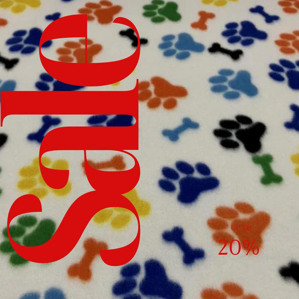 Paws Bones Rainbow Print - Anti Pill Theme Fleece Fabric, 60” Inches Wide – Sold By The Yard