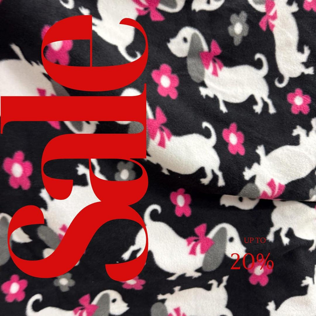 White Dogs Print - Anti Pill Theme Fleece Fabric, 60” Inches Wide – Sold By The Yard
