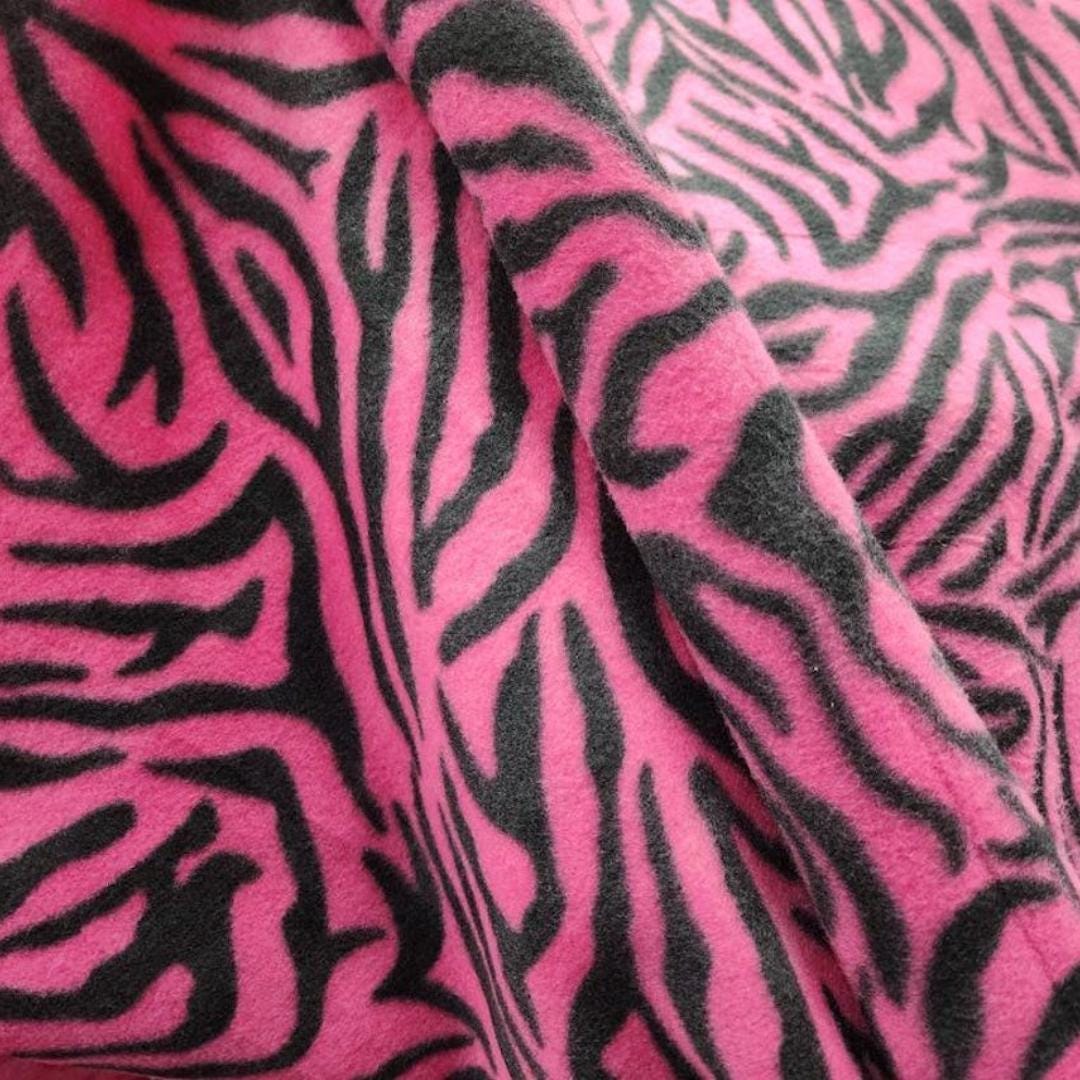 FUCHSIA/BLACK - Zebra Print - Anti Pill Theme Fleece Fabric, 60” Inches Wide – Sold By The Yard