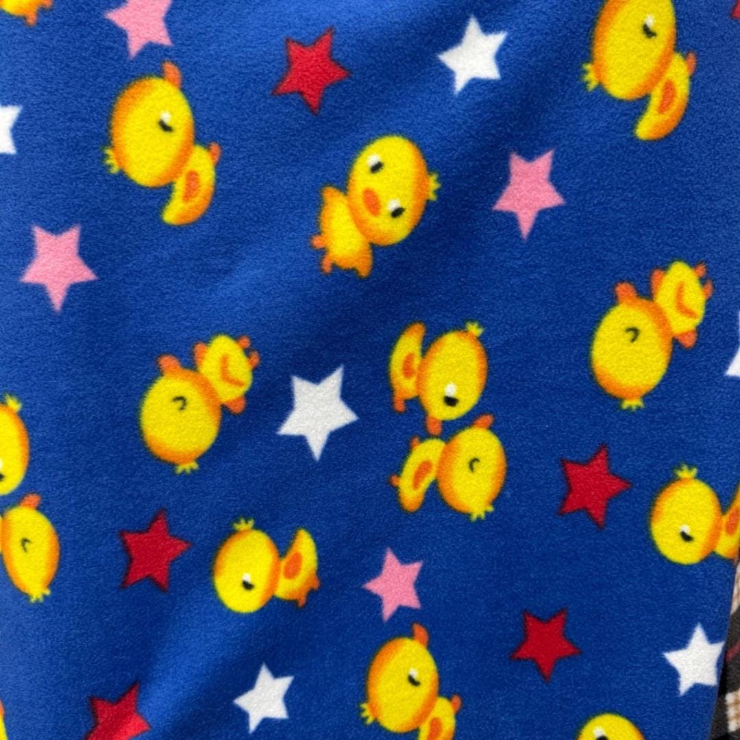 Duck Chicks and Stars Print - Anti Pill Theme Fleece Fabric, 60” Inches Wide – Sold By The Yard