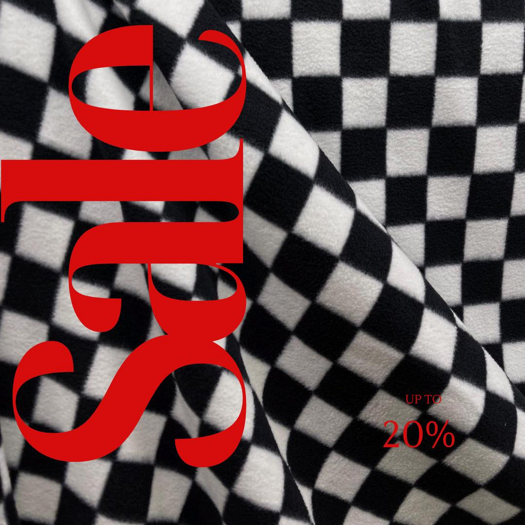 Black & White Checkered Print - Anti Pill Theme Fleece Fabric, 60” Inches Wide – Sold By The Yard