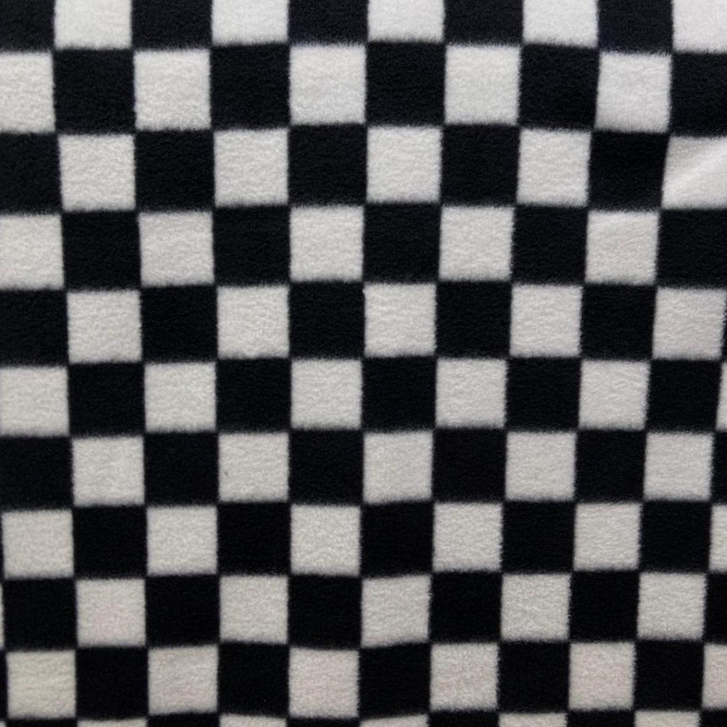 Black & White Checkered Print - Anti Pill Theme Fleece Fabric, 60” Inches Wide – Sold By The Yard