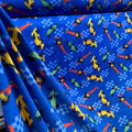 Race Cars Royal Blue Print - Anti Pill Theme Fleece Fabric, 60” Inches Wide – Sold By The Yard