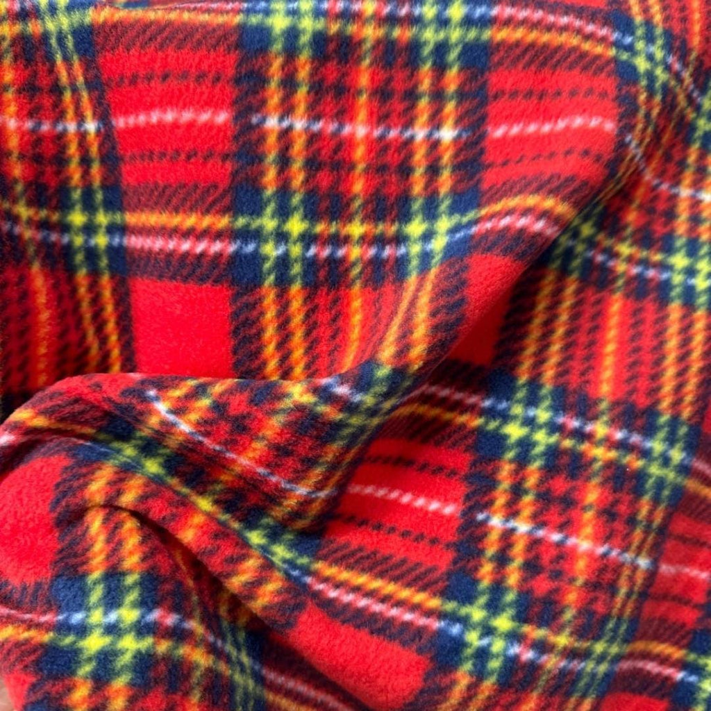 Red Plaid Print - Anti Pill Theme Fleece Fabric, 60” Inches Wide – Sold By The Yard