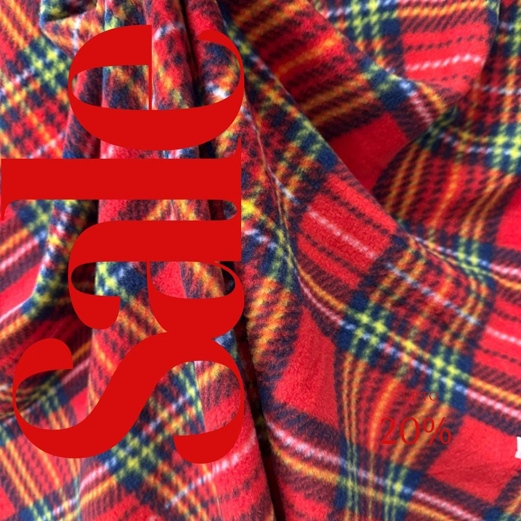 Red Plaid Print - Anti Pill Theme Fleece Fabric, 60” Inches Wide – Sold By The Yard