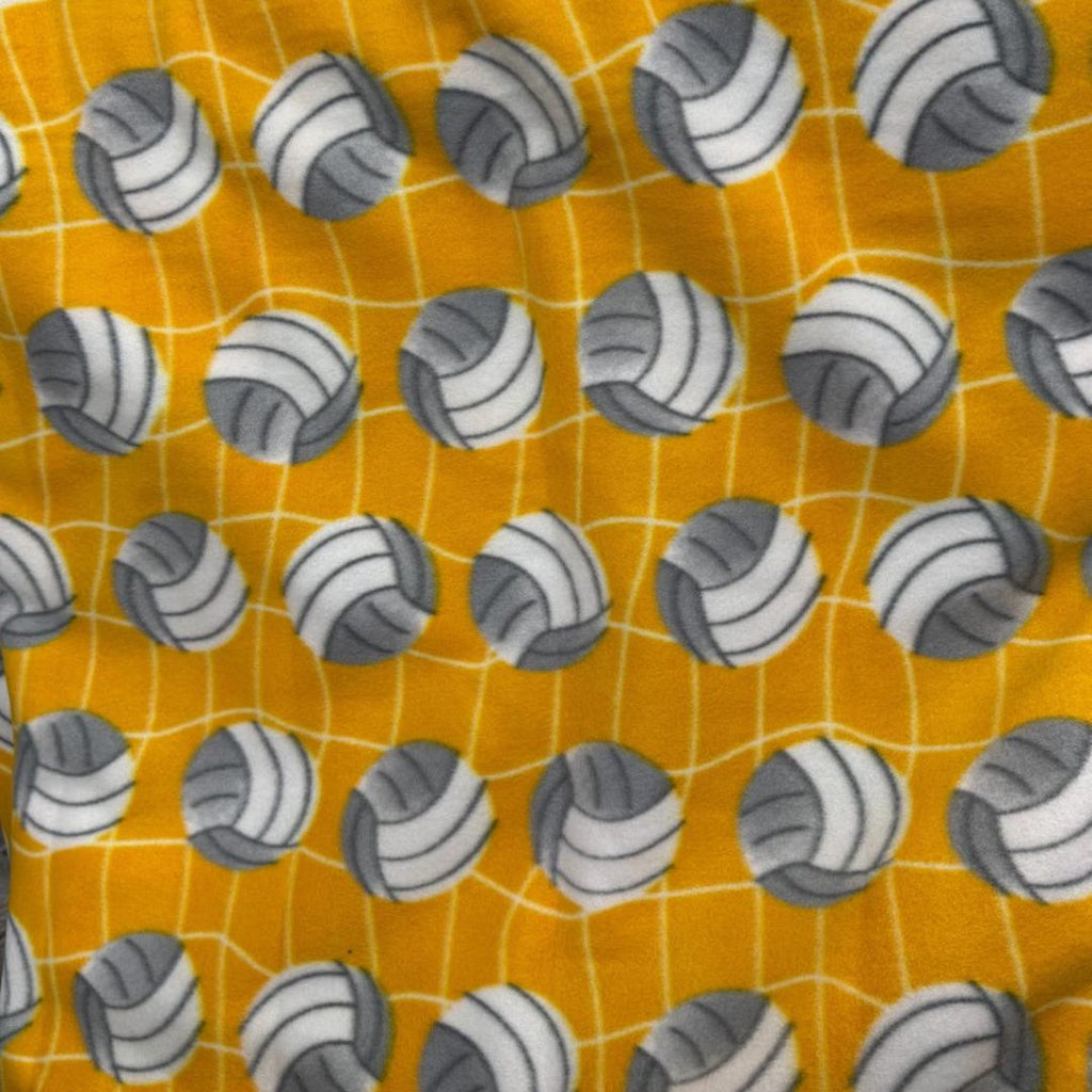 Yellow Volleyball Print- Anti Pill Theme Fleece Fabric, 60” Inches Wide – Sold By The Yard