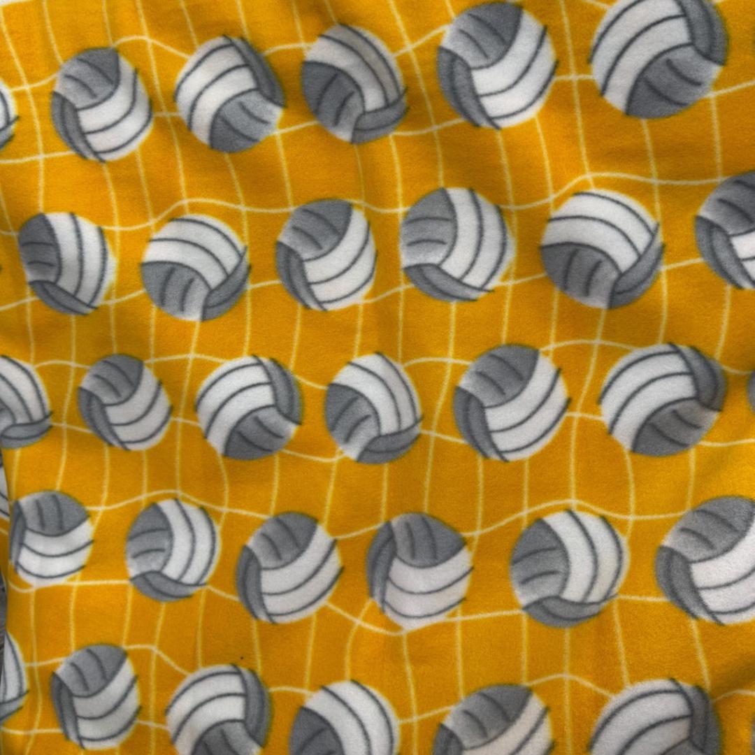 Yellow Volleyball Print- Anti Pill Theme Fleece Fabric, 60” Inches Wide – Sold By The Yard